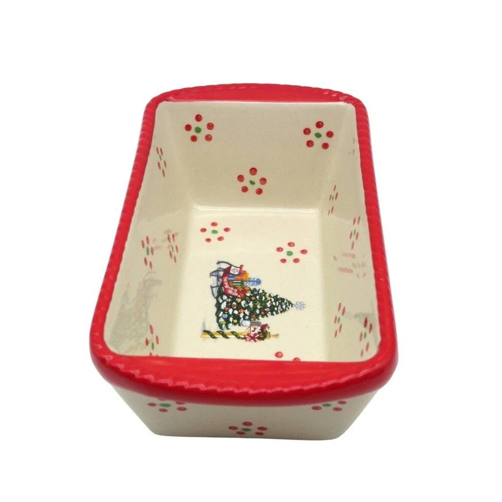 Temptations Old World Holiday Christmas Tree Sleigh Mini Loaf Pan & Storage Lid